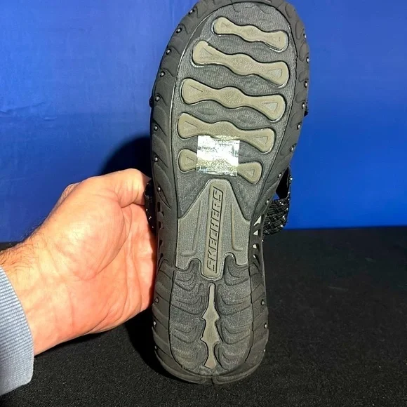 Skechers Outdoor Lifestyle Sandals Womens 11.0 Black Woven Slip On Memory Foam - Picture 5 of 8